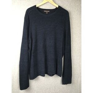 Michael Kors Men's Navy Blue Knit Sweater Crew Neck Long Sleeve XL